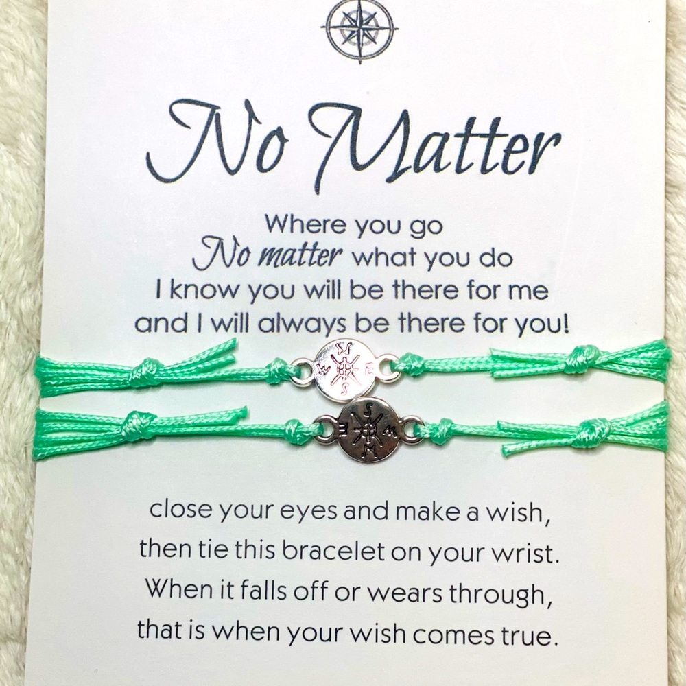 Matching Best friend bracelets No Matter compass